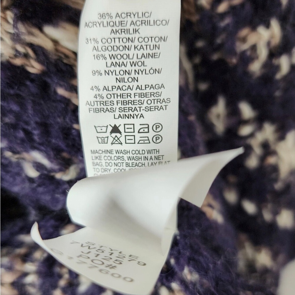 Lucky Brand Navy Geometric Intarsia Alpaca Blend Knit Sweater Cardigan Sz Large - Picture 10 of 11